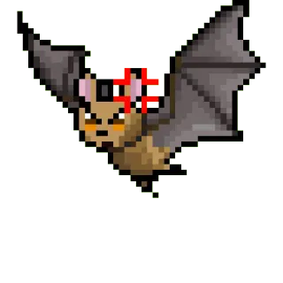😠 78bfd4f7 nietoperz, zły, kreskówka, pixel art, zwierzę, latający, ssak telegram sticker