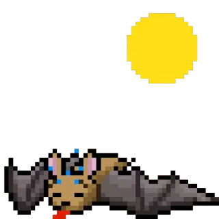 ☀ e89964d8 nietoperz, pixel art, śpiący, zwierzę, księżyc telegram sticker