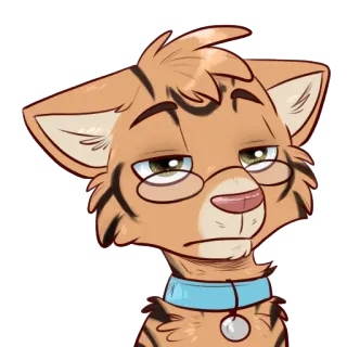 😐 11233c3b 漫画, 動物, 猫, メガネ, 首輪 telegram sticker