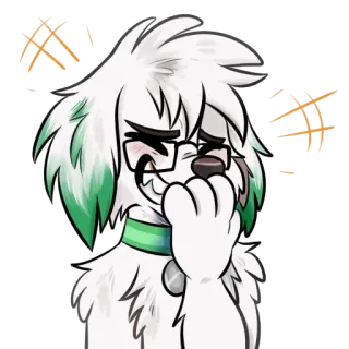 😆 3359d476 ケモノ, 犬, メガネ, ニヤリ, 首輪, 擬人化 telegram sticker