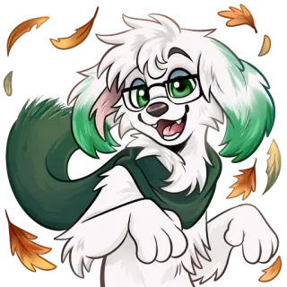 🍂 560a42bf 犬, 秋, 秋, 葉, 毛むくじゃら, 眼鏡 telegram sticker