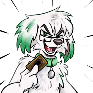 😏 f09dd891 獣人, 犬, メガネ, カードゲーム, 緑, 首輪, 漫画 telegram sticker