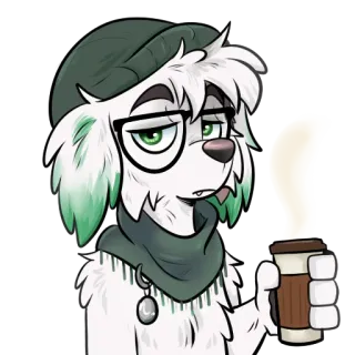 🤓 fdfd08ca 犬, アニメ, コーヒー, 眠い, かわいい, 動物, 眼鏡 telegram sticker