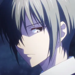 🐭 568da934 Yuki Sohma Fruits Basket anime, manga, Fruits Basket, Yuki Sohma, karakter, rambut abu-abu, serius, ekspresi telegram sticker