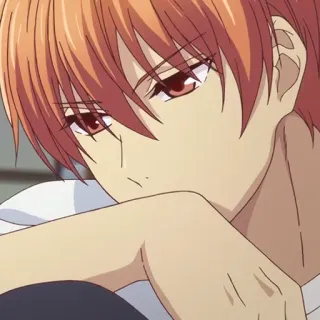 🐱 858b7ebd Kyo Sohma Fruits Basket Anime, Manga, Kyo Sohma, Fruits Basket, Rambut Oranye, Kartun telegram sticker