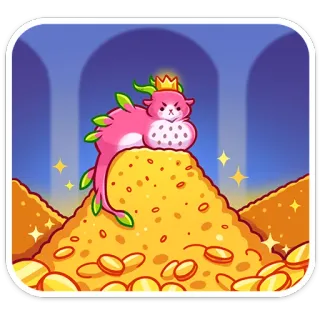 🫅 2f45d774 gatto, frutto del drago, corona, tesoro, oro, ricchezza, cartone animato, fantasy telegram sticker