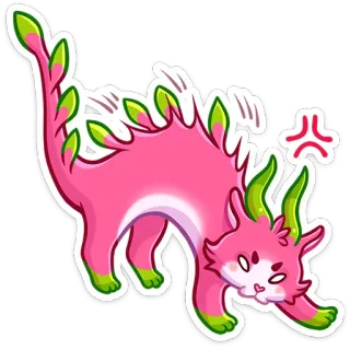 🙀 dd2b6e4d gatto, rosa, arrabbiato, cartone animato, animale, adesivo telegram sticker
