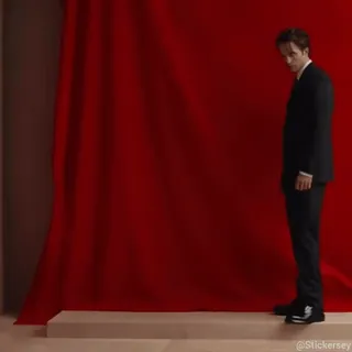 🤵‍♂ 95812bef @Stickersey man, suit, red background, standing telegram sticker