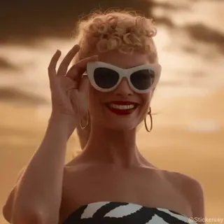 😉 cd88f103 Barbie Barbie (2023) Barbie, Margot Robbie, sunglasses, smile, beach, summer, movie telegram sticker
