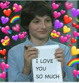 π e150c261 I LOVE YOU SO MUCH love, hearts, rainbow, cute, boy telegram sticker