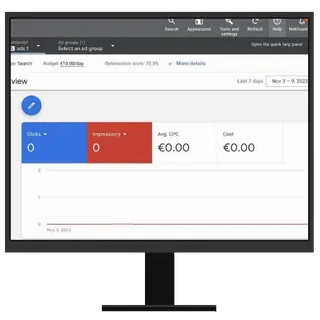 👊 32f2bc0b view
App
Select an ad group
More details
Last 7 days
Nov 3-92023
Clicka
Impressions
Avg OPO
Cost
0
0
€0.00
€0.00 whatsapp sticker