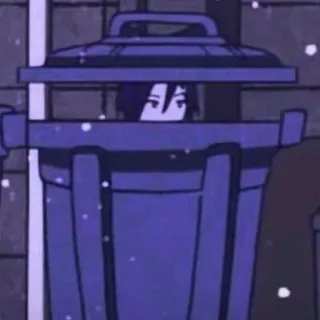 👀 b532ab02 tempat sampah, bersembunyi, anime, kartun, karakter, meme telegram sticker