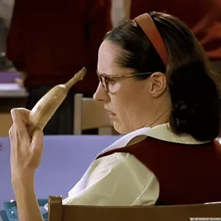 😡 e854d58f femme, banane, nourriture, visage, personnes telegram sticker