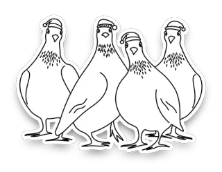 🐦 53d4e60c 새, 비둘기, 산타 모자, 크리스마스, 휴일, 겨울, 축제, 장식 telegram sticker