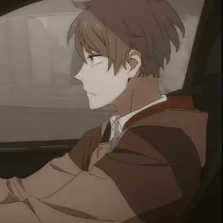 💸 a7f7c897 Anime, Uomo, Profilo, Guidare, Capelli castani, Cartone animato telegram sticker