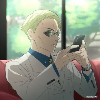 😒 cd4bd1f7 Kento Nanami Jujutsu Kaisen Anime, Manga, Kento Nanami, Jujutsu Kaisen, Personage, Telefoon, Bril telegram sticker