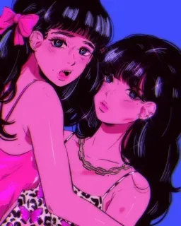 🍭 051039bb 动漫女孩, 卡通, 插图, 粉色, 艺术 telegram sticker