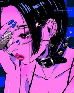 🍭 25c7f93f STEPHANIEPRISCILLA
COPYRIGHT © 2021 ALL RIGHTS RESERVED 动漫, 女人, 肖像, 悲伤, 插画, 数字艺术, 哥特, 耳环 telegram sticker