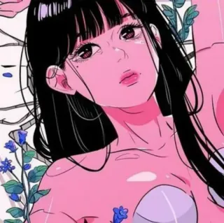 🍭 5be59f5e 动漫女孩, 插画, 艺术, 粉色, 女性, 肖像 telegram sticker