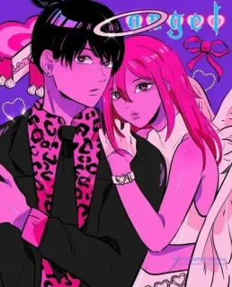 🍭 783040cb Angel 天使, 情侣, 爱, 粉色, 可爱, 艺术 telegram sticker