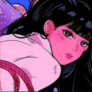 🍭 83530492 动漫, 女孩, 绳子, 捆绑, 艺术, 插画, 粉色 telegram sticker