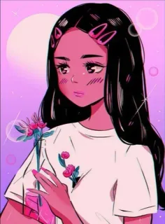 🍭 8a0d8518 动漫女孩, 粉色, 插图, 卡哇伊, 剪贴画, 数字艺术 telegram sticker