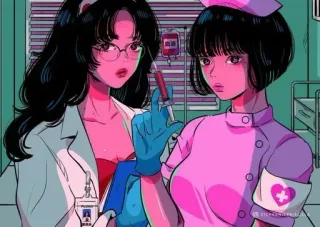 🍭 8ccd445d 护士, 注射器, 血液, 冒犯手势 telegram sticker