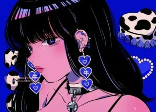 🍭 c41ef540 牠 牛, 心, 耳环, 动漫, 女孩, 卡通 telegram sticker