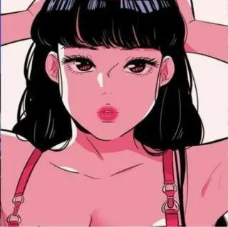 🍭 c75296a8 女性, 卡通, 插图, 粉色, 动漫, 漫画 telegram sticker