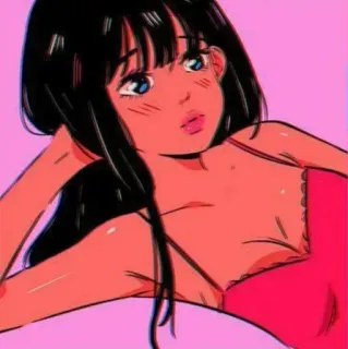 🍭 e3fe9d74 动漫女孩, 卡通, 女人, 插图, 粉色背景 telegram sticker