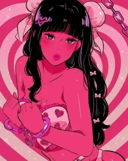 🍭 e9decf4b 动漫, 女孩, 粉色, 爱心, 可爱, 插画, 艺术作品 telegram sticker