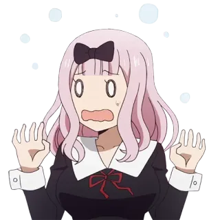 😰 6b6051fc Chika Fujiwara Kaguya-sama: Love Is War anime, Chika, Fujiwara, Kaguya-sama, Love is War, zszokowany, zaskoczony telegram sticker