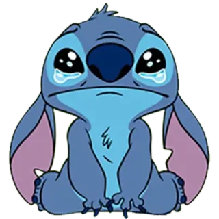 😢 e8b8e84d Stitch Lilo & Stitch disney, triste, azul, llorando, alien, dibujos animados whatsapp sticker