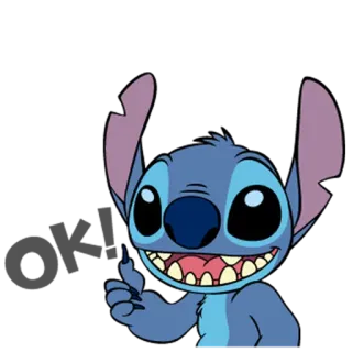 👍 ed5c6477 Stitch Lilo & Stitch mono, disney, dibujos animados, alien, amigable whatsapp sticker