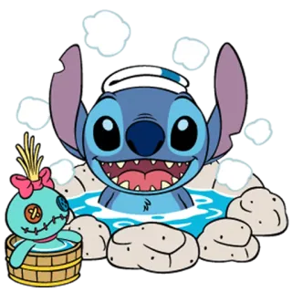 🛀 f833b659 Stitch lilo y stitch, dibujos animados, lindo, baño, jacuzzi, disney whatsapp sticker