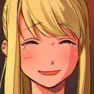 😌 4341305f 动漫女孩, 哭泣, 微笑, 喜极而泣, 情绪化, 金发, 卡通, 女性 telegram sticker