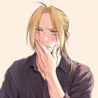 🤭 7538221c Edward Elric Fullmetal Alchemist 动漫, 脸红, 害羞, 卡通, 同人 telegram sticker