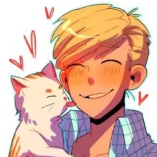 🥰 8fa46b1e 猫, 男孩, 舔, 爱心, 可爱, 卡通 telegram sticker