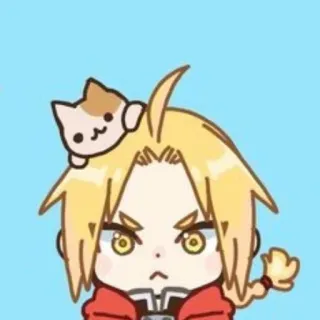 😾 96674549 Edward Elric Fullmetal Alchemist 动漫, 漫画, 角色, 猫, 可爱, 粉丝艺术 telegram sticker