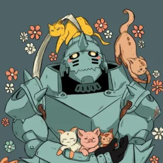 🥰 f536b912 Alphonse Elric Fullmetal Alchemist 动漫, 盔甲, 猫, 猪, 花, 可爱, 温馨 telegram sticker