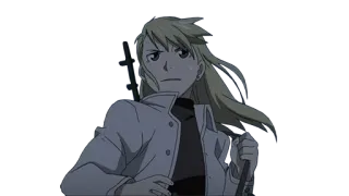 😏 032efdea Riza Hawkeye Fullmetal Alchemist Riza Hawkeye, Fullmetal Alchemist, Anime, Charakter, Pistole, Militär telegram sticker