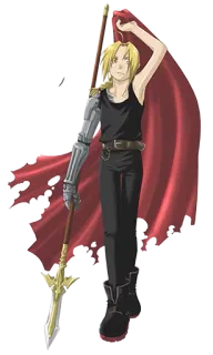 😏 69641599 Edward Elric Fullmetal Alchemist Anime, Manga, Fullmetal Alchemist, Edward Elric, Charakter, Automail, Waffe, Umhang telegram sticker