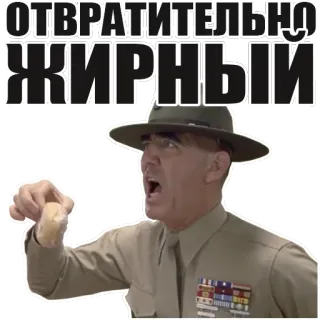 🍩 8acd19d3 ОТВРАТИТЕЛЬНО ЖИРНЫЙ военный, инструктор, цельнометаллическая оболочка, толстый, оскорбление whatsapp sticker