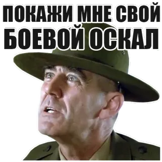 😡 bebbed37 Gunnery Sergeant Hartman Full Metal Jacket ПОКАЖИ МНЕ СВОЙ БОЕВОЙ ОСКАЛ военные, фильм, морской флот, сержант-инструктор, бой whatsapp sticker