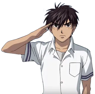 💂 4b4dedaf Anime, Saludo, Estudiante, Uniforme, Chico telegram sticker