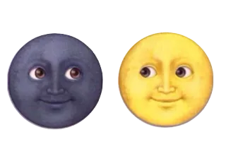 🌚 797db8fe พระจันทร์, พระอาทิตย์, ใบหน้า, น่ารัก, ท้องฟ้า, มีความสุข, การ์ตูน telegram sticker