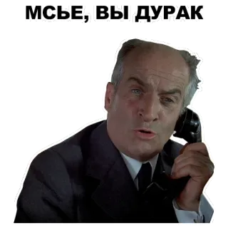 📞 8e62d630 МСЬЕ, ВЫ ДУРАК obraza, mężczyzna, telefon, zły, niegrzeczny telegram sticker