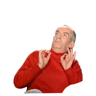 👁 474d7358 pria, sweter merah, gestur tangan, melihat ke atas, ekspresi, paruh baya, orang telegram sticker