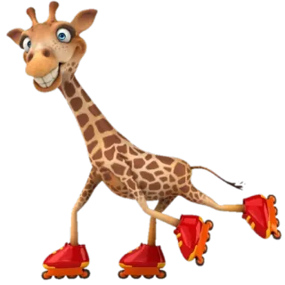 ⛸ 32aa6aa9 жираф, мультфильм, животное, ролики, красные ролики telegram sticker