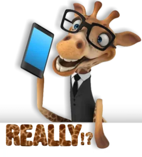😃 68f1183f REALLY..?? жираф, мультик, очки, костюм, телефон telegram sticker